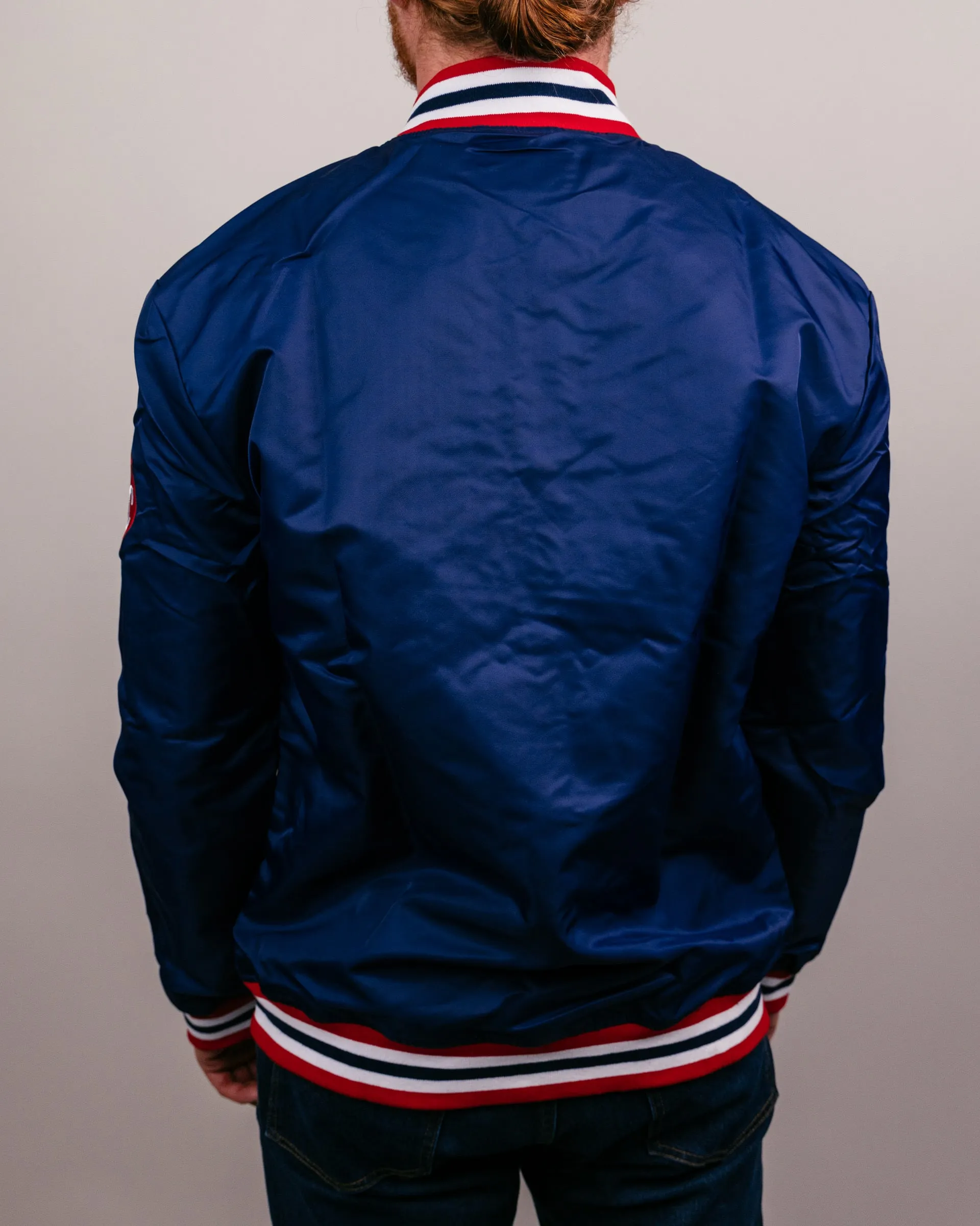 Kansas City Script Navy Blue Varsity Jacket