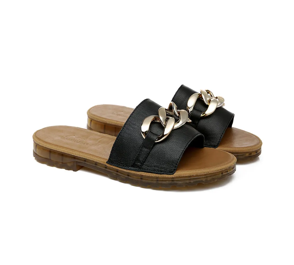 Leather Flat Slides Women Jianna Ultra Soft Footbed