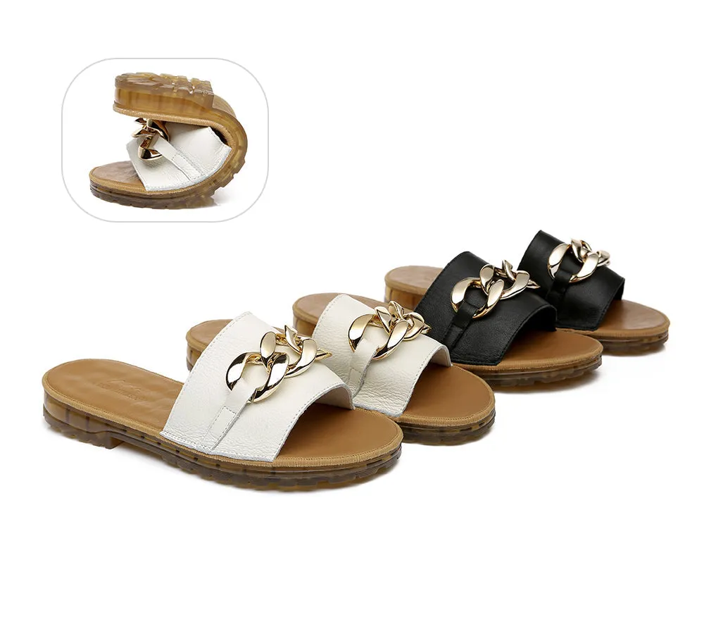 Leather Flat Slides Women Jianna Ultra Soft Footbed