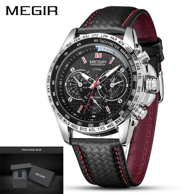 MEGIR Mens Watches Top Brand Luxury Quartz Watch Men Fashion Luminous Army Waterproof Men Wrist Watch  Relogio Masculino 1010G