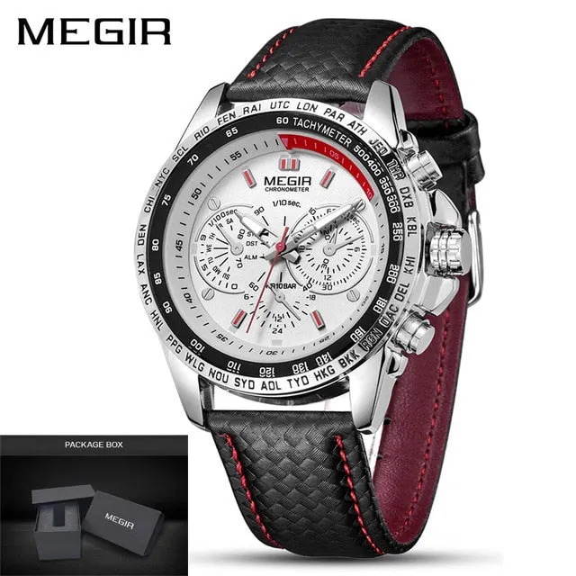 MEGIR Mens Watches Top Brand Luxury Quartz Watch Men Fashion Luminous Army Waterproof Men Wrist Watch  Relogio Masculino 1010G