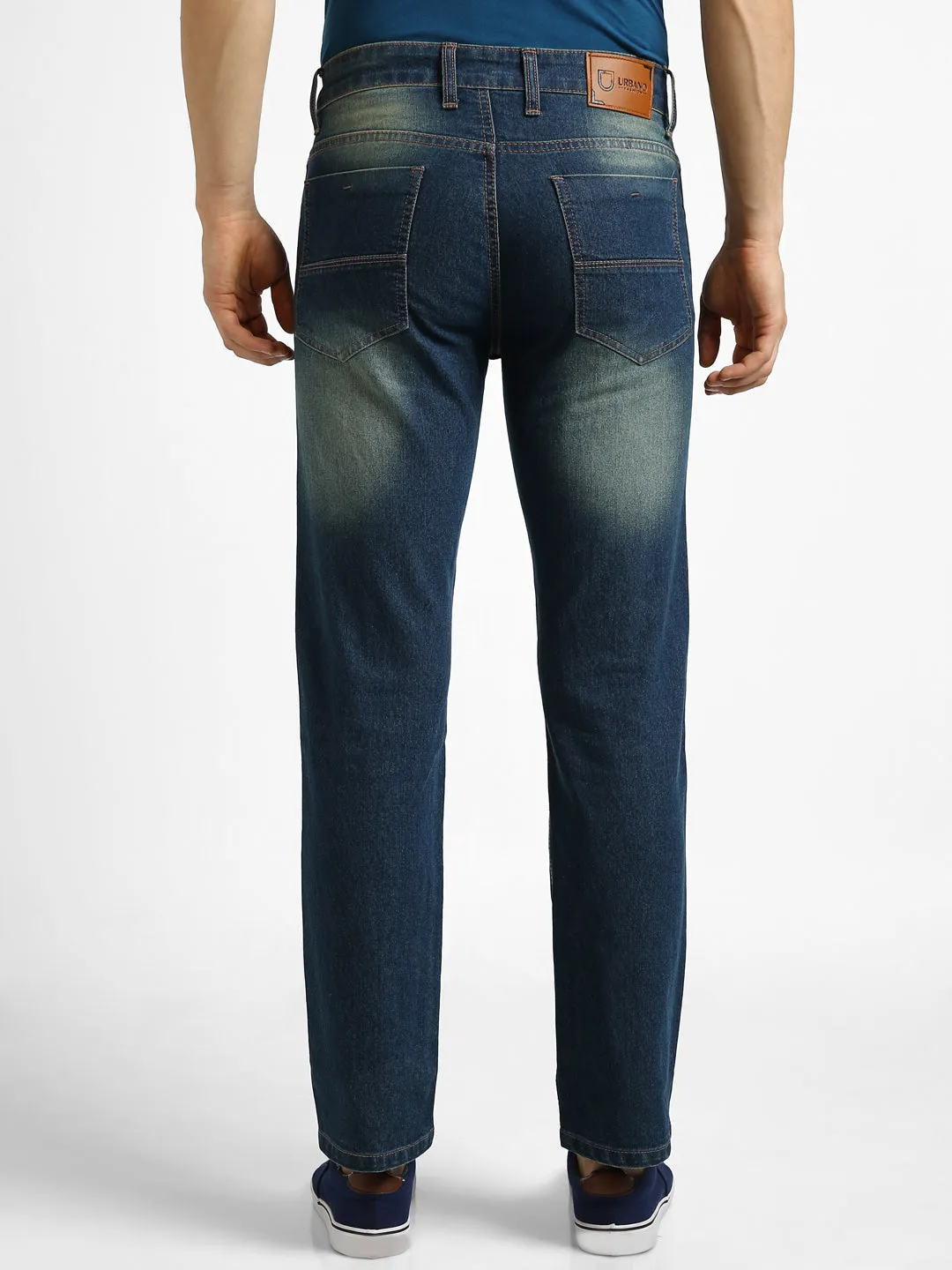 Men Blue Regular Fit Washed Jeans Stretchable