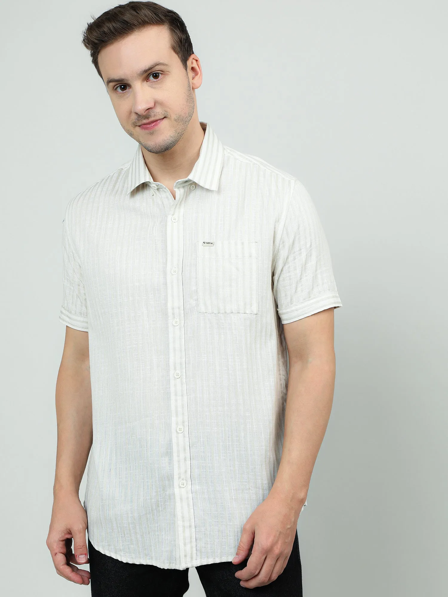 Men Cotton Cream Classic Shirt