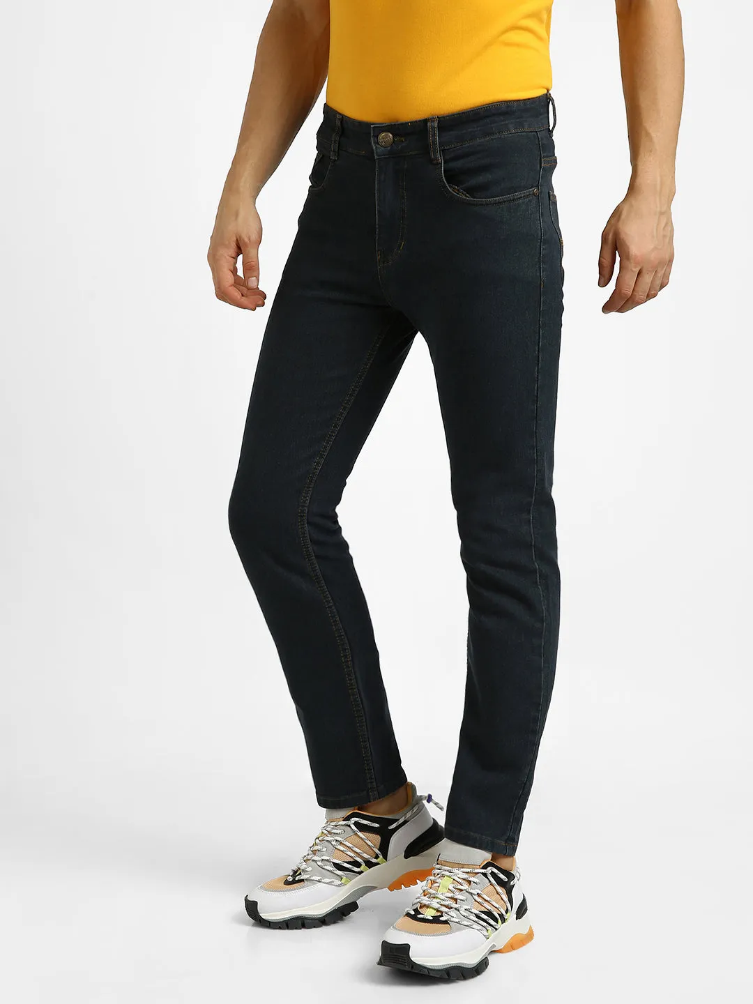 Men Dark Grey Slim Fit Washed Jeans Stretchable