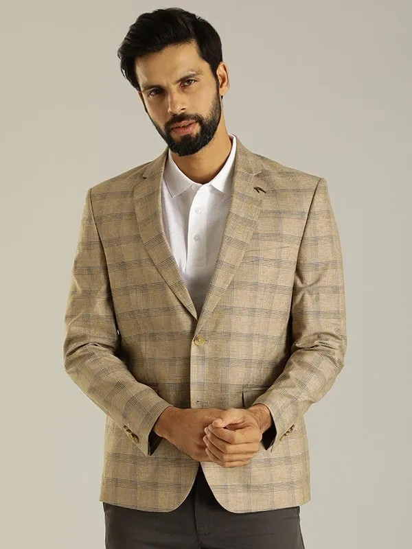 Men Full Sleeve Checked Casual Blazer