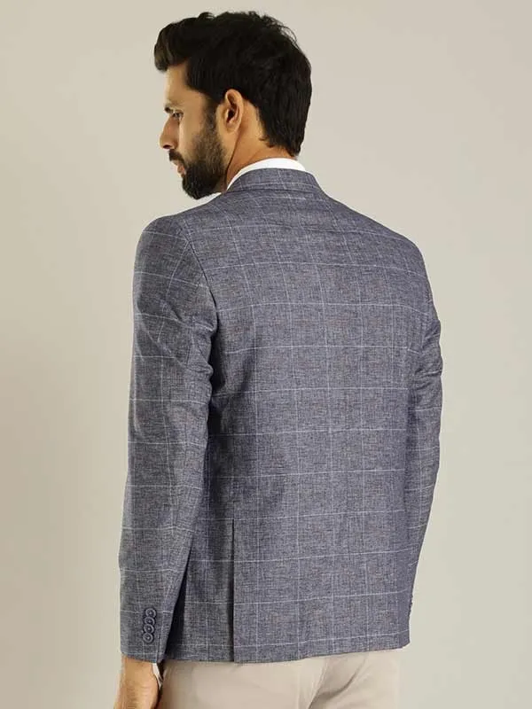 Men Full Sleeve Checked Casual Blazer