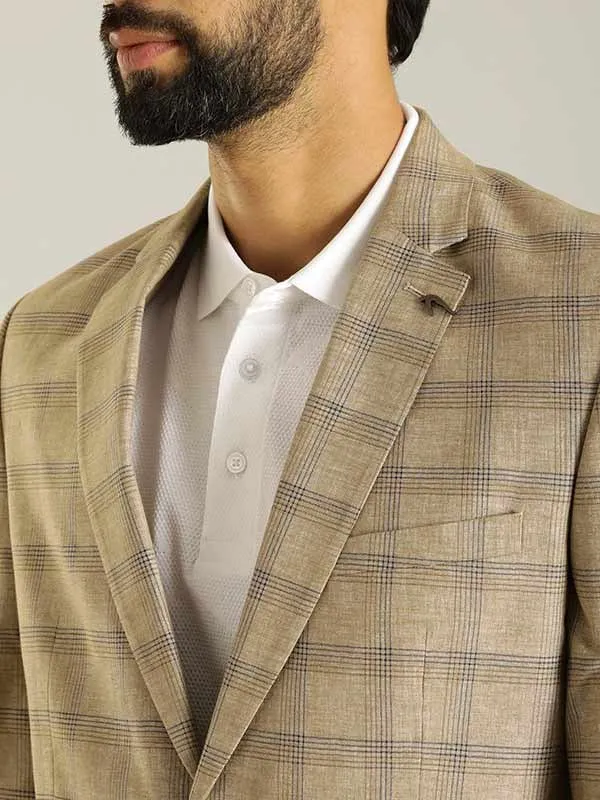 Men Full Sleeve Checked Casual Blazer