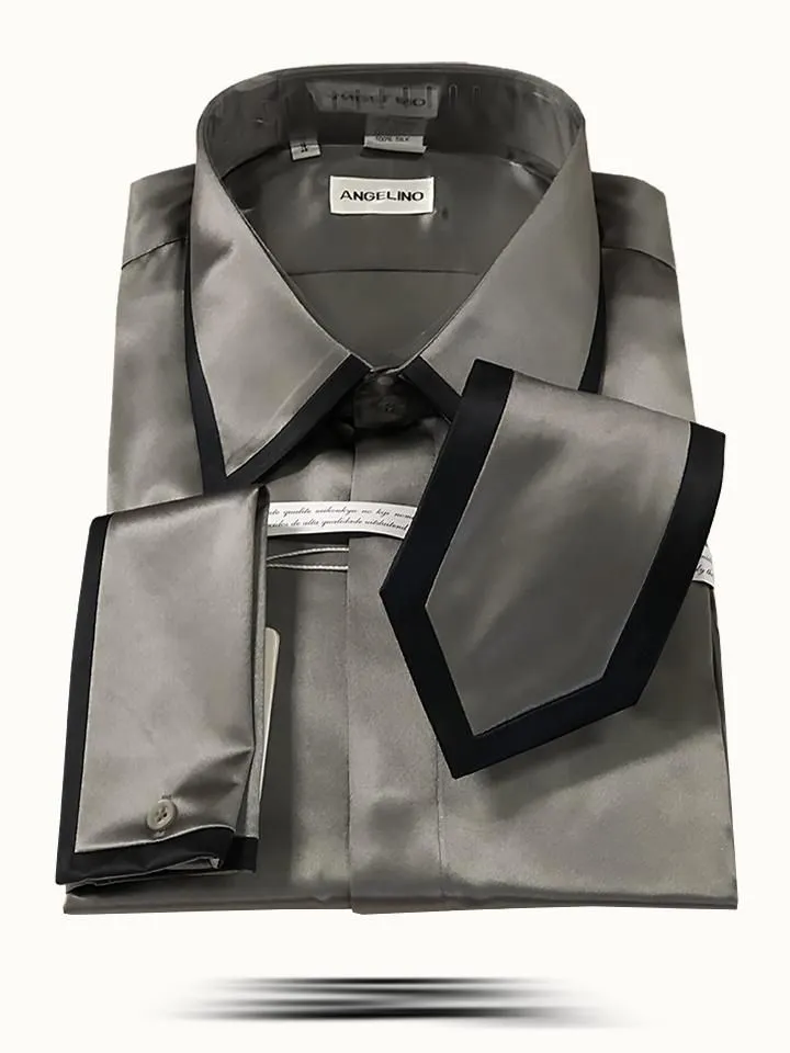 Men's Fashion Silk Shirts SS-A Gray