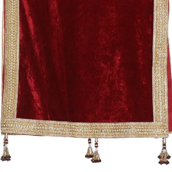 Men's Maroon Velvet Dupatta