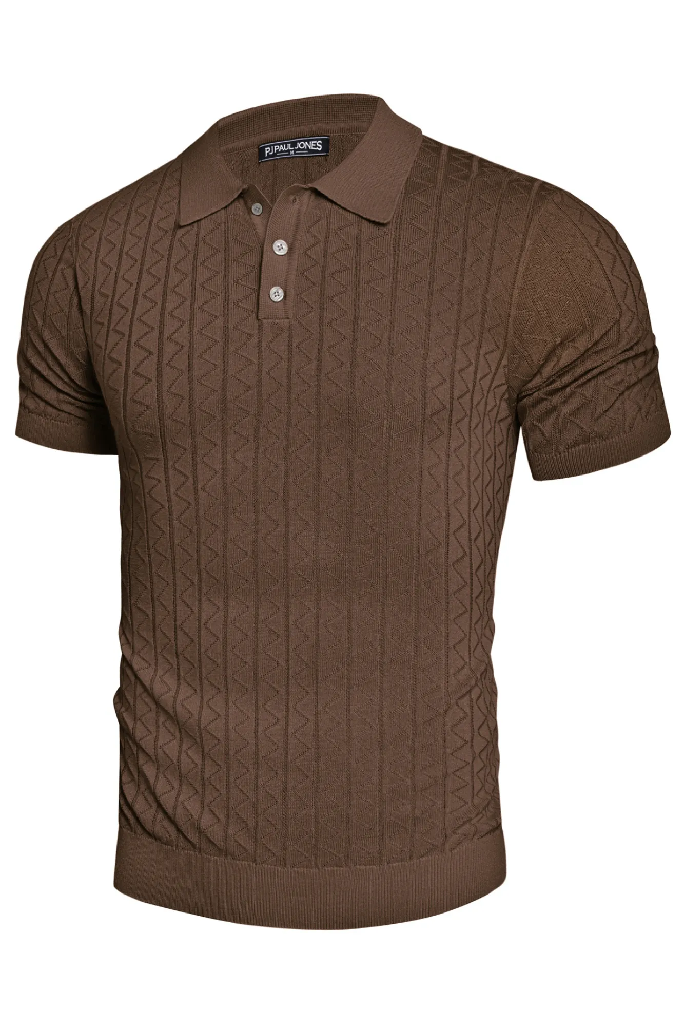 Mens Polo Shirts Short Sleeve Wavy Textured Knit Polo Shirts