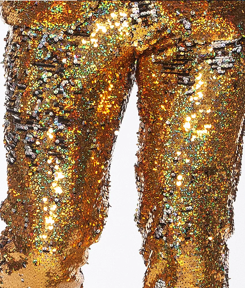 Men's Sequin Pants - Gold/Silver