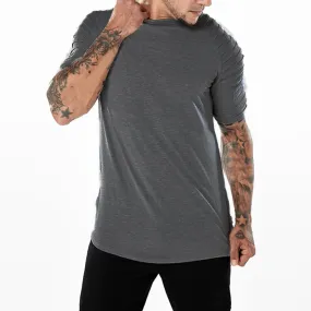 Men's Short Sleeve Zipper Side Fold Shoulder T-shirt