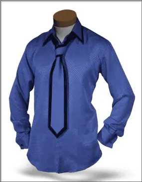 Mens SJ Blue Silk Fashion Dress Shirt