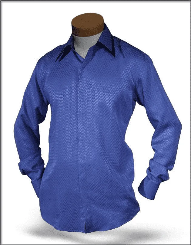 Mens SJ Blue Silk Fashion Dress Shirt