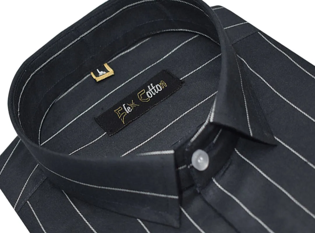 Navy Blue Color Lining Cotton Shirts For Men