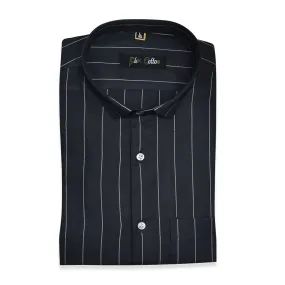 Navy Blue Color Lining Cotton Shirts For Men