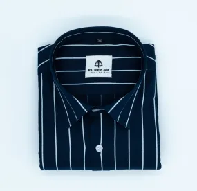 Navy Color Pure Cotton Lining Shirt For Men