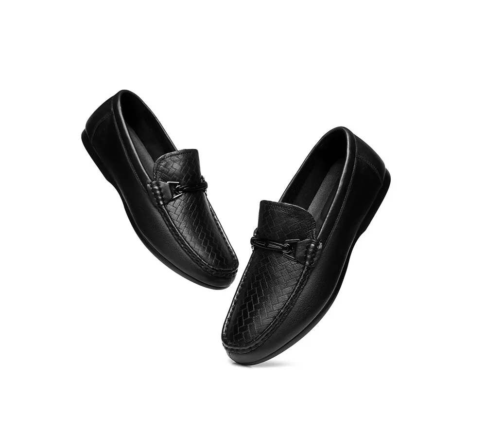 Nixon Men Leather Casual Flat Moccasin Black