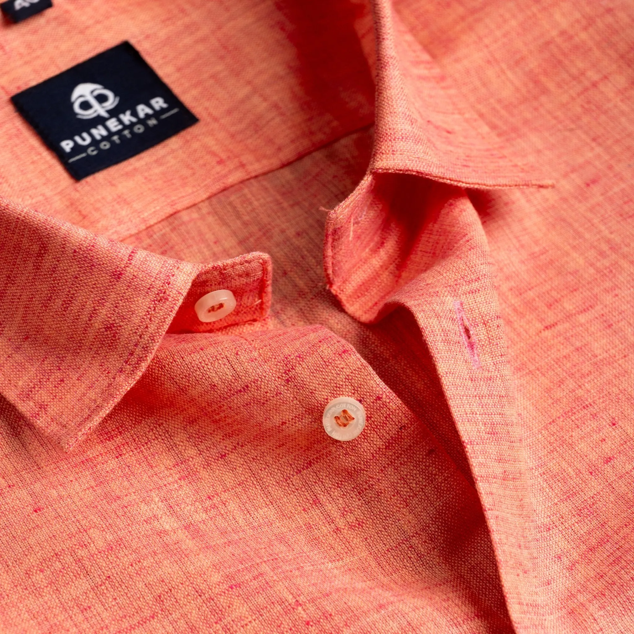 Peach Orange Color Poly Cotton Shirt For Men