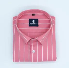 Pink Color Pure Cotton Lining Shirt For Men