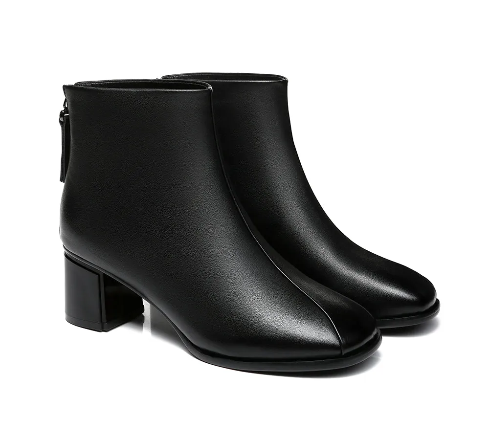 Romina Women Black Leather Ankle Boots