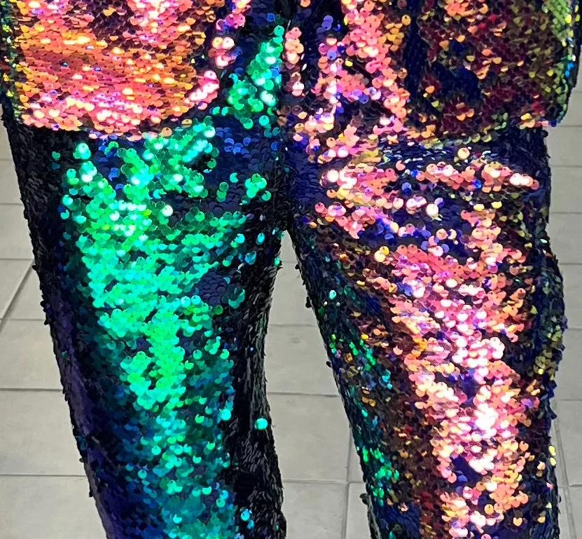 sequin pants, multicolor sequin pants for men.