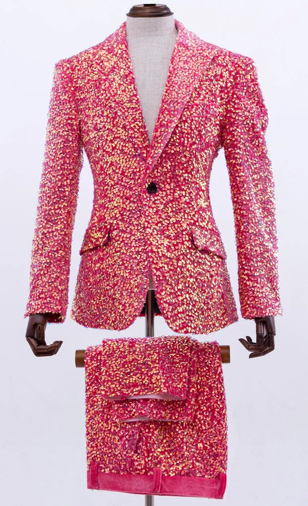 sequin suit mens pink, Sico C Pink