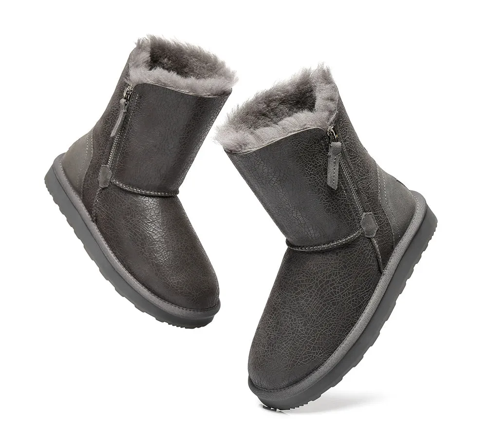 Sheepskin Zipper Short Women Boots Zipporah