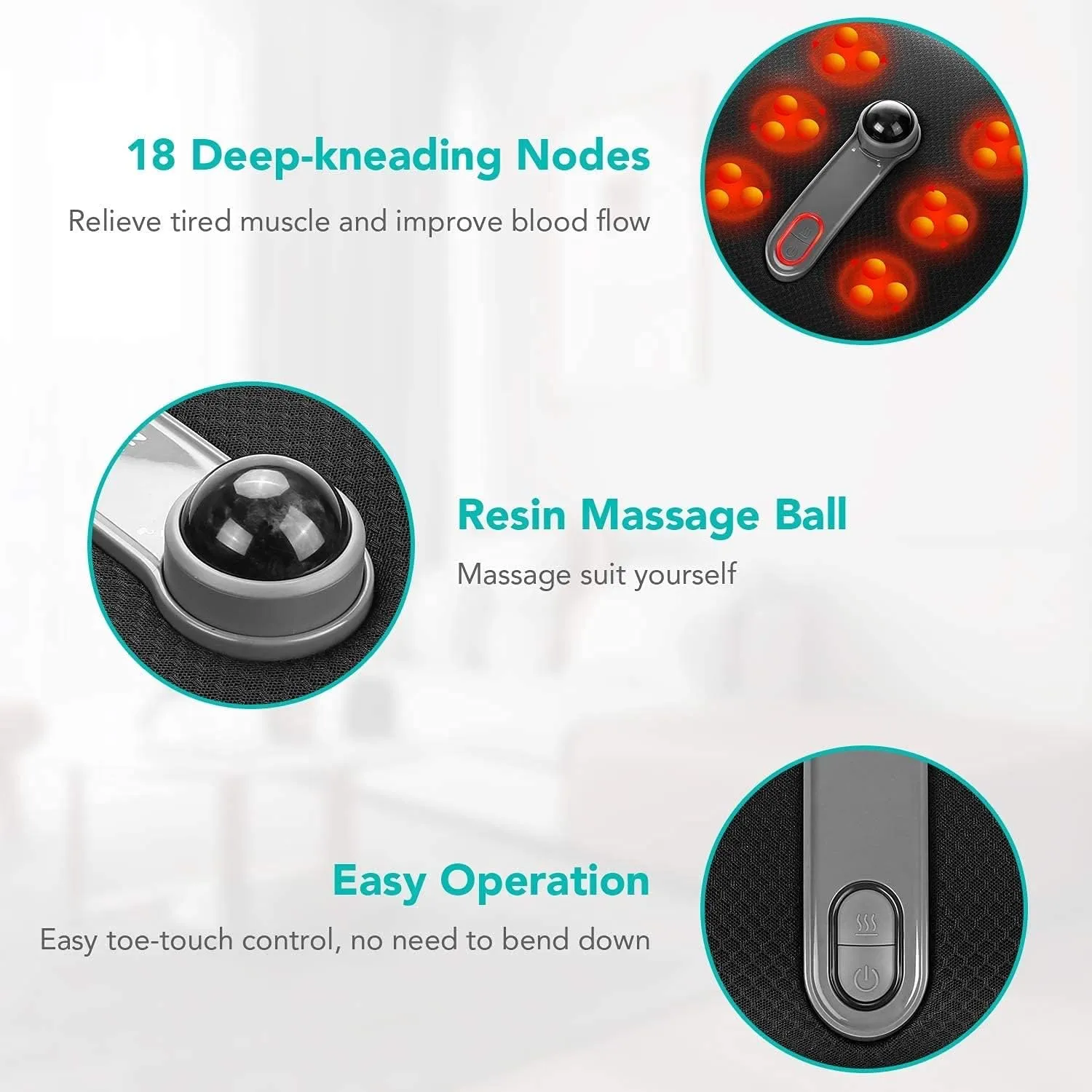 Shiatsu Foot Massager, Electric Feet Massage Machine with Heat, Deep Kneading Plus Resin Massage Ball