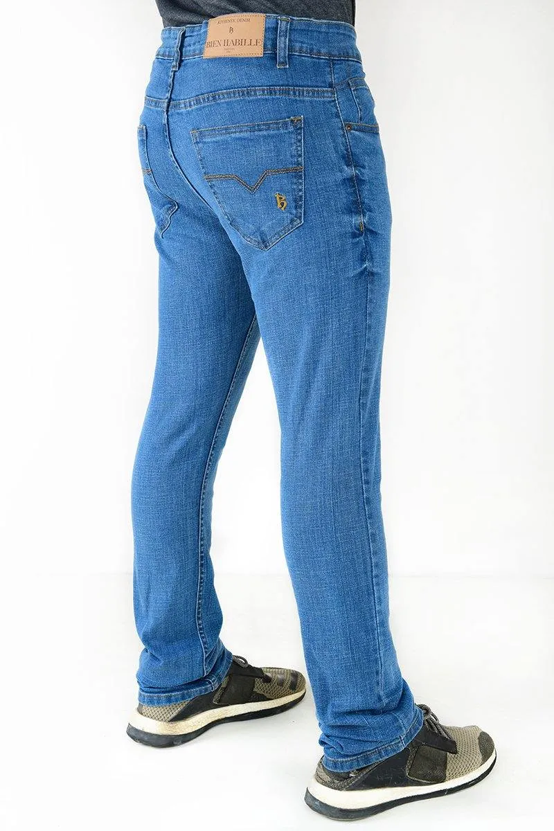 Slim Fit Denim Blue Color Jeans for Men