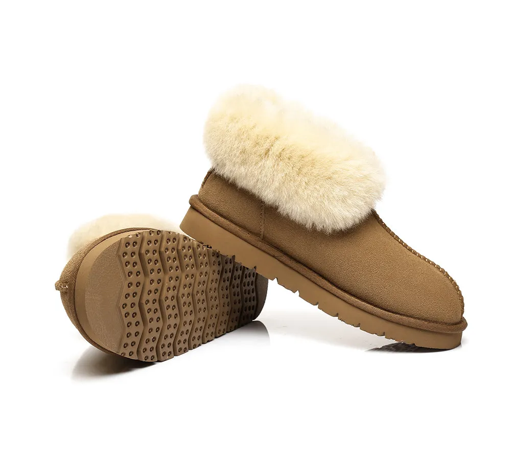 Slippers, Australia Premium Double Face Sheepskin,Unisex Ankle Collar Slipper Mallow