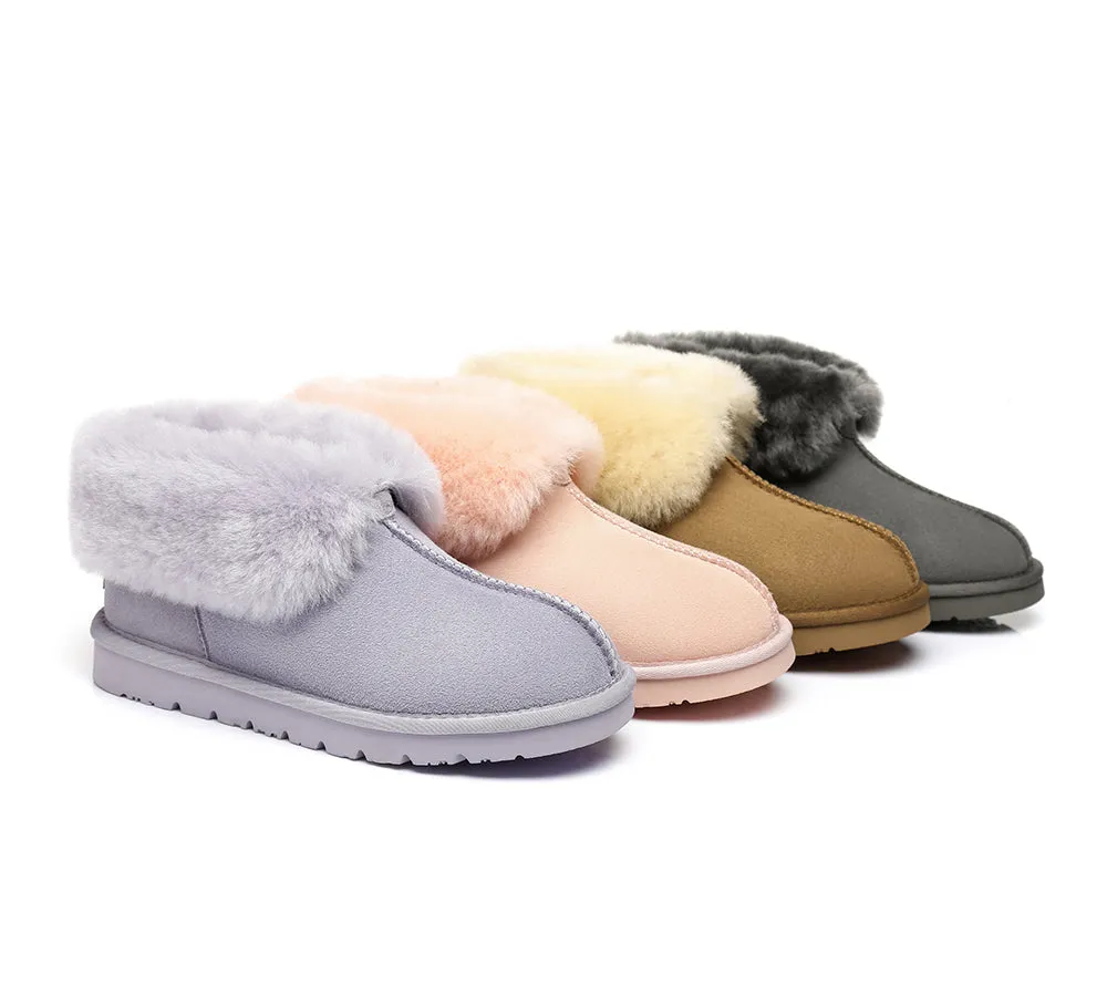 Slippers, Australia Premium Double Face Sheepskin,Unisex Ankle Collar Slipper Mallow