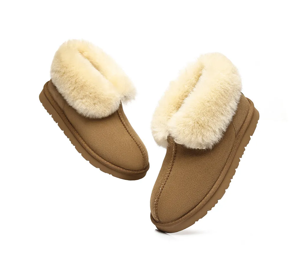 Slippers, Australia Premium Double Face Sheepskin,Unisex Ankle Collar Slipper Mallow