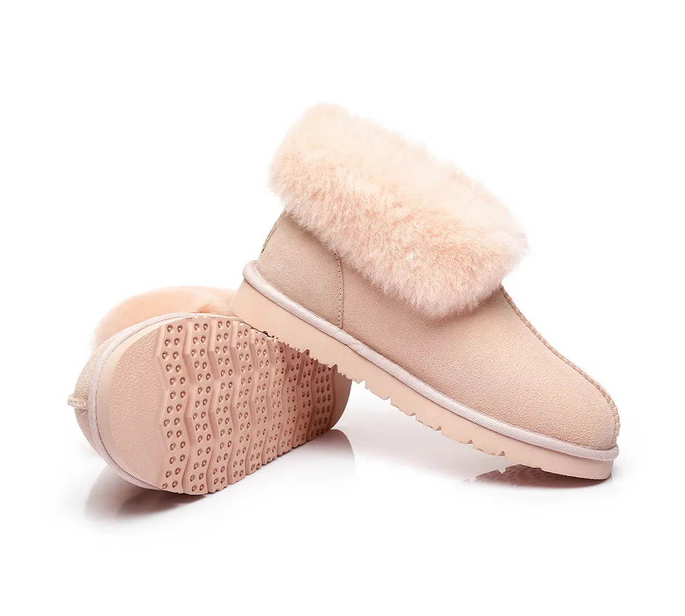 Slippers, Australia Premium Double Face Sheepskin,Unisex Ankle Collar Slipper Mallow