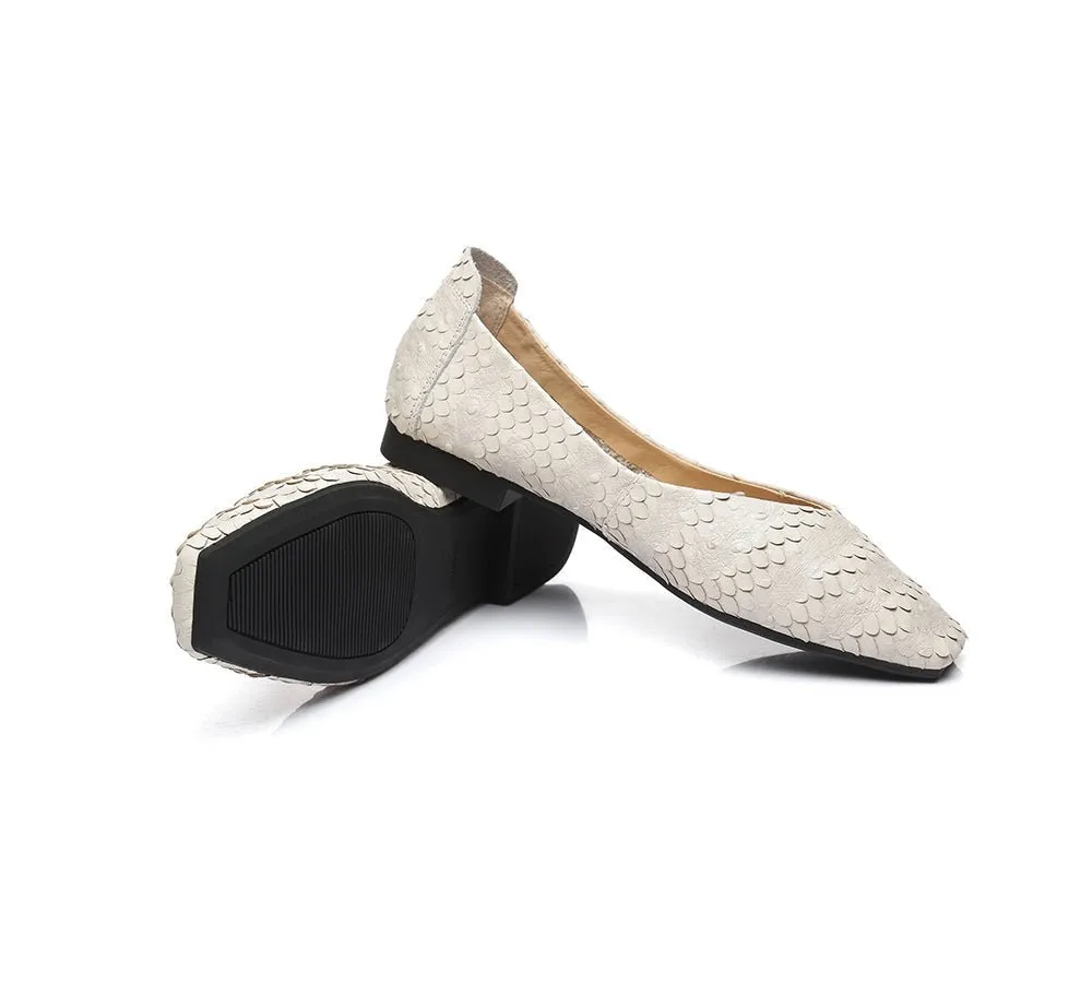 Square Toe Leather Ballet Flat Women Serena