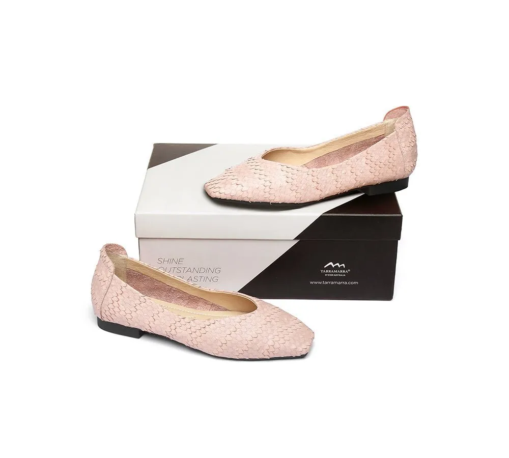 Square Toe Leather Ballet Flat Women Serena