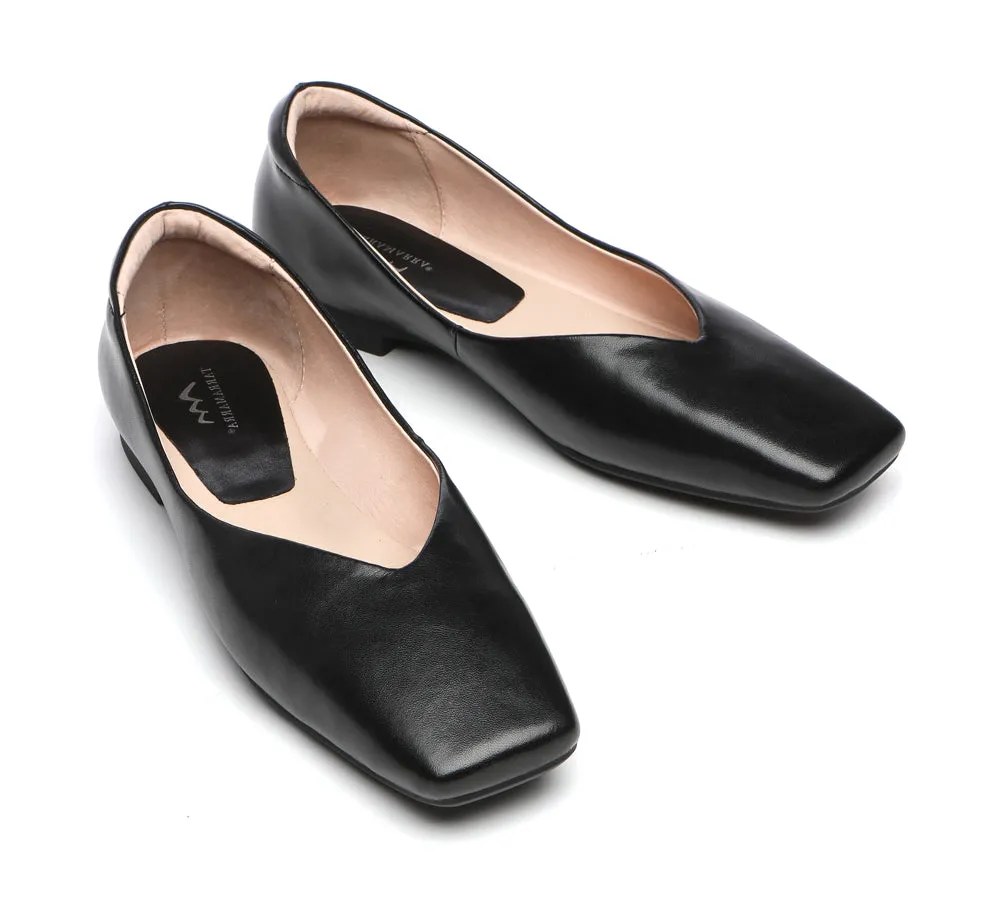 Square Toe Leather Ballet Flats Women Libera