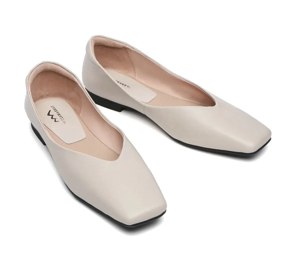 Square Toe Leather Ballet Flats Women Libera