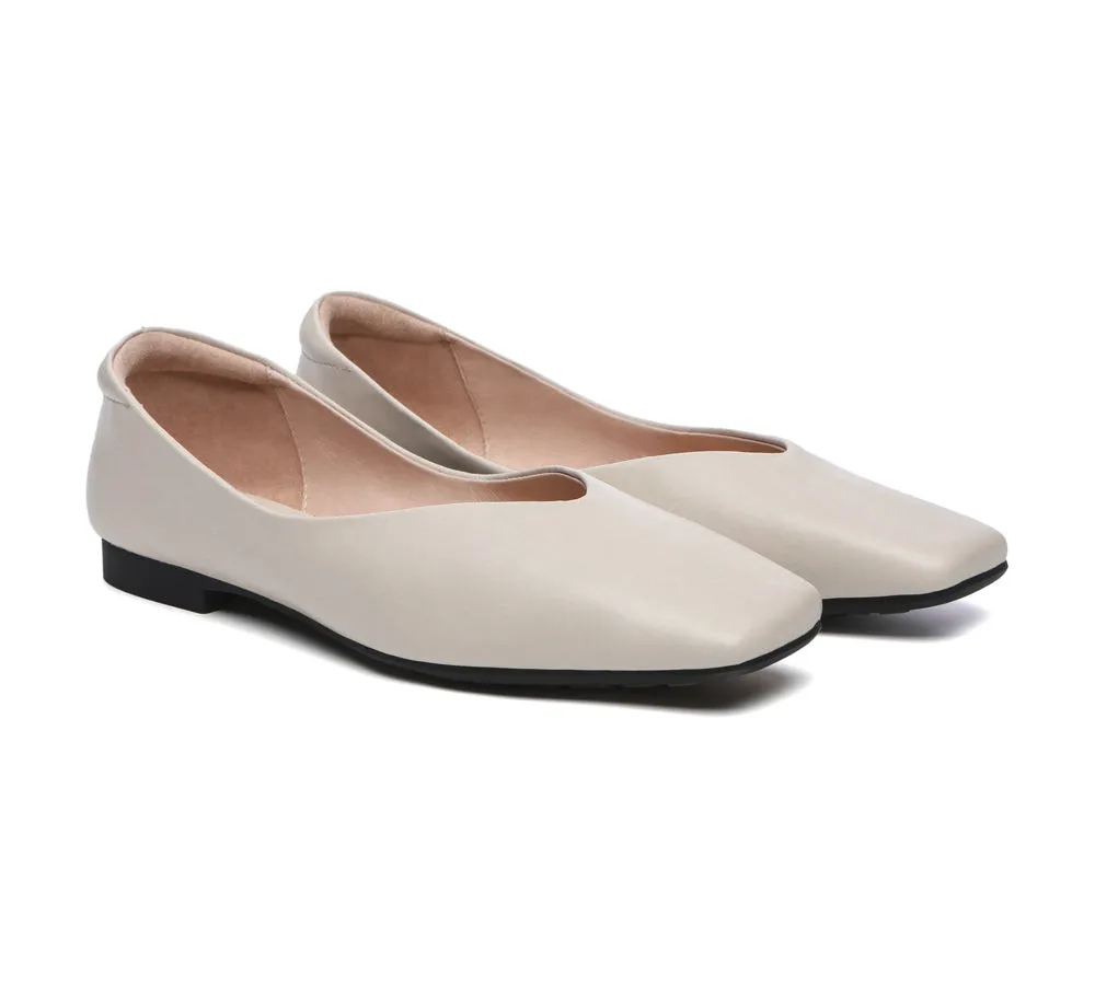 Square Toe Leather Ballet Flats Women Libera