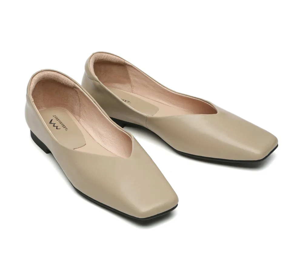 Square Toe Leather Ballet Flats Women Libera