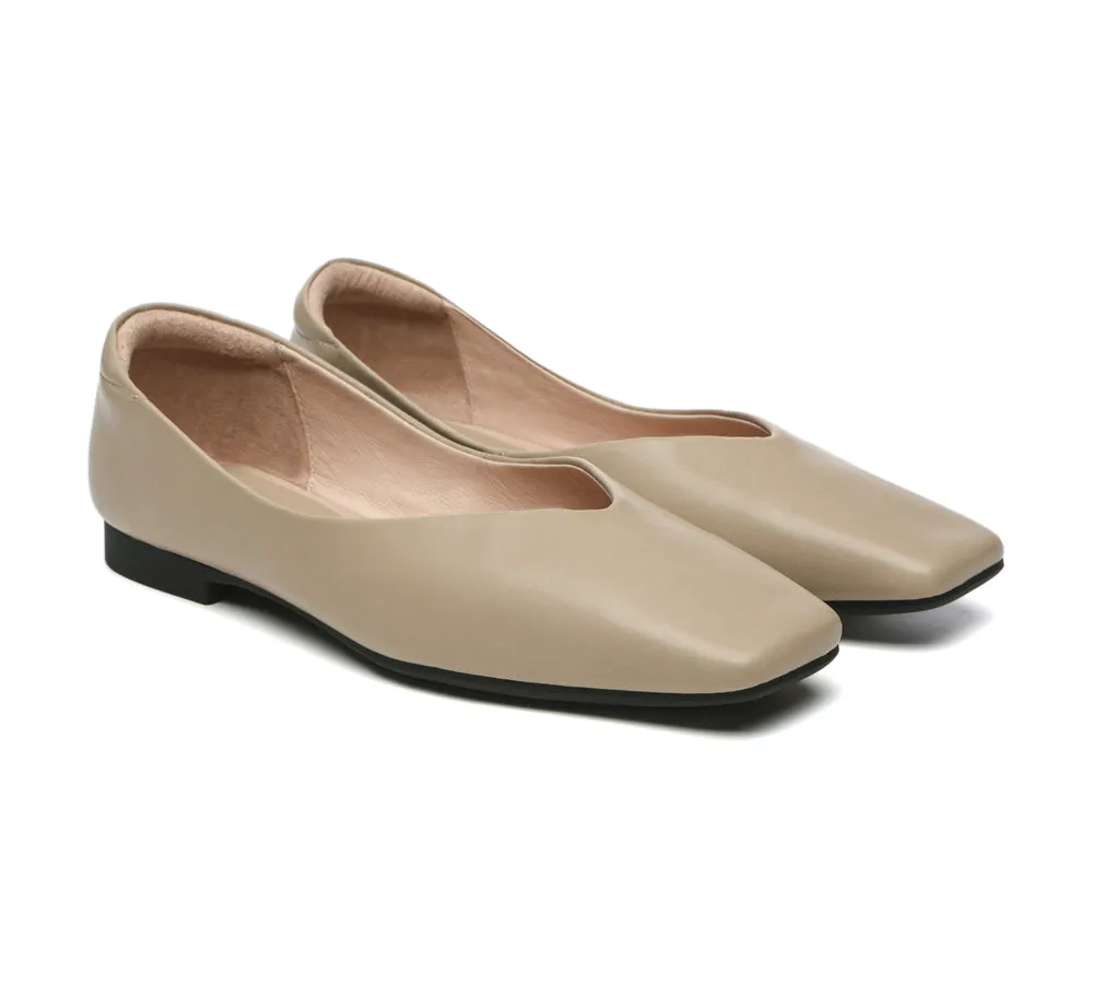 Square Toe Leather Ballet Flats Women Libera