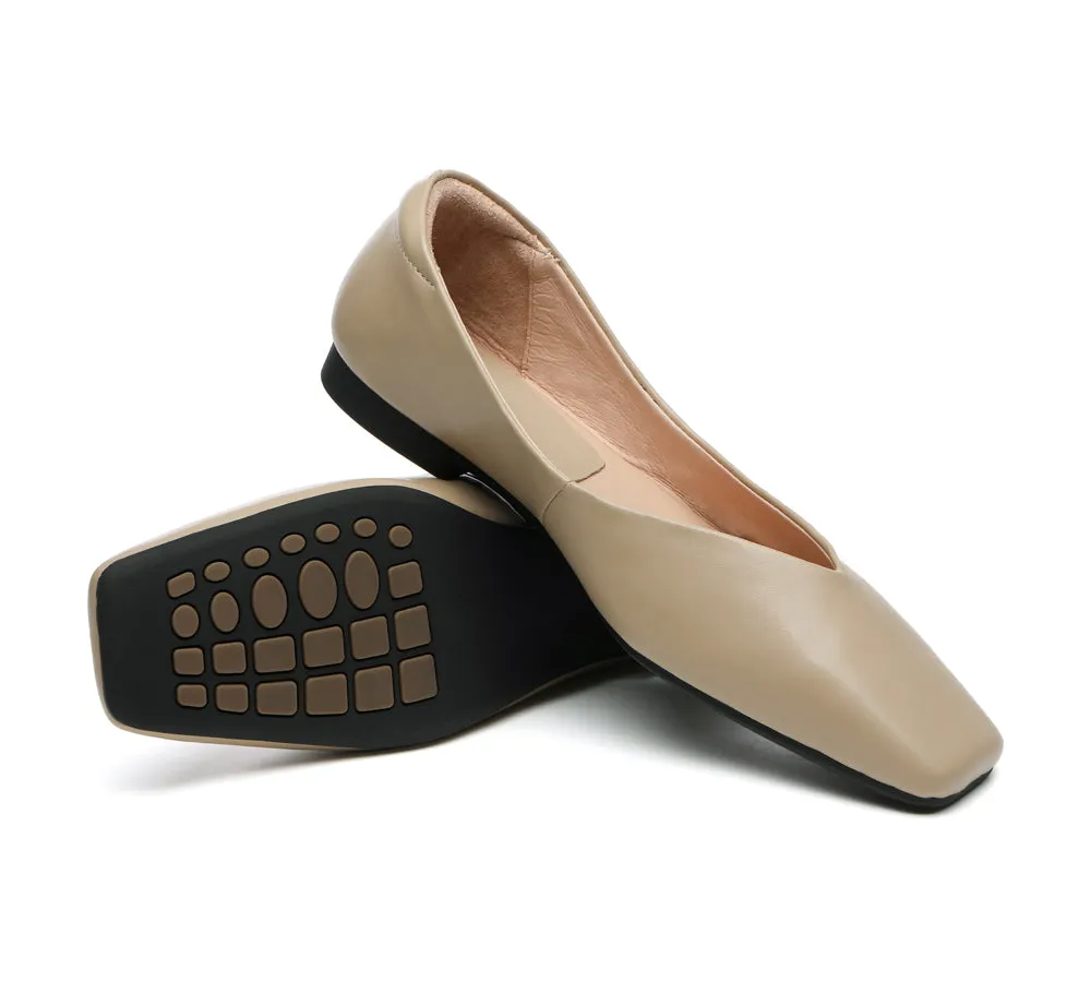 Square Toe Leather Ballet Flats Women Libera