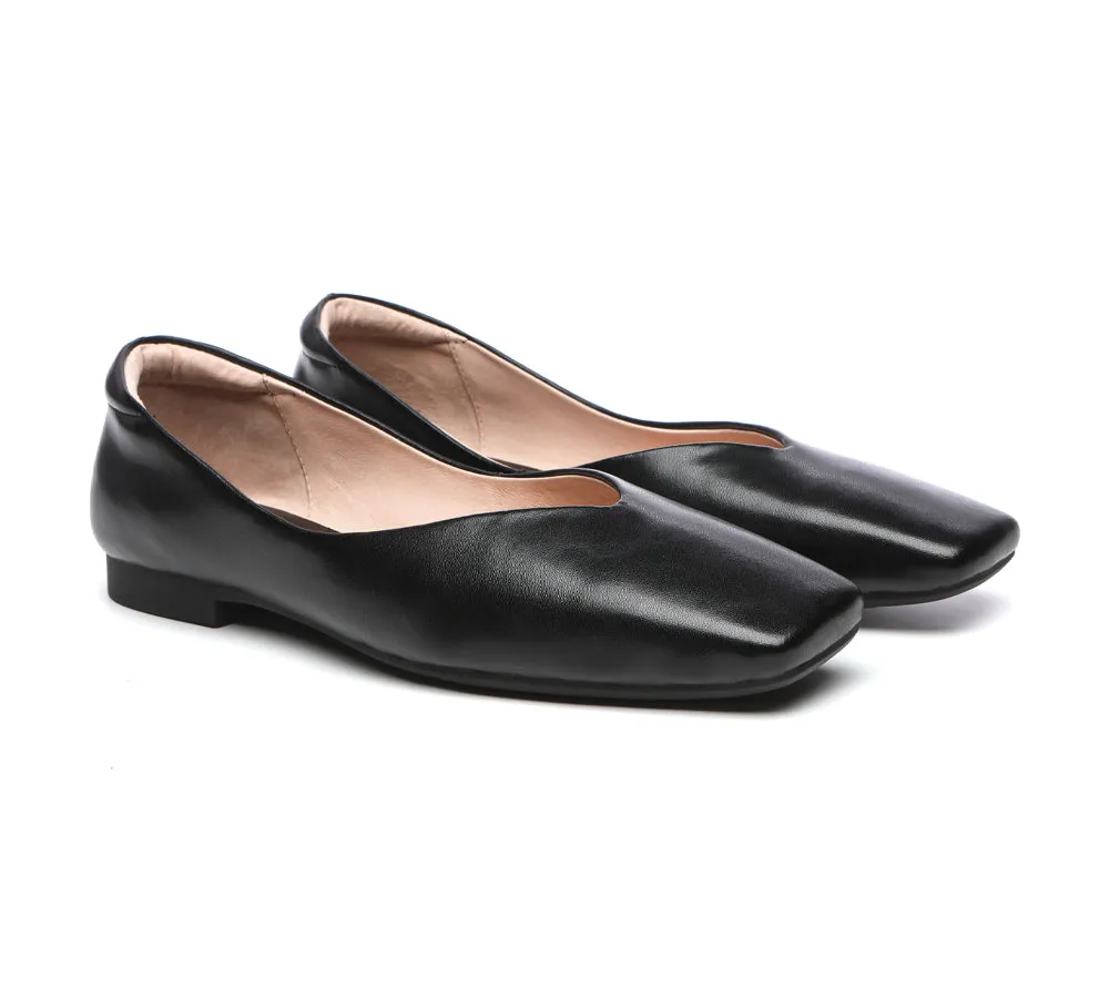 Square Toe Leather Ballet Flats Women Libera