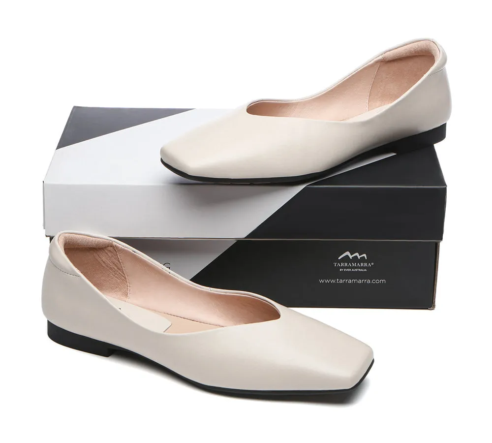 Square Toe Leather Ballet Flats Women Libera