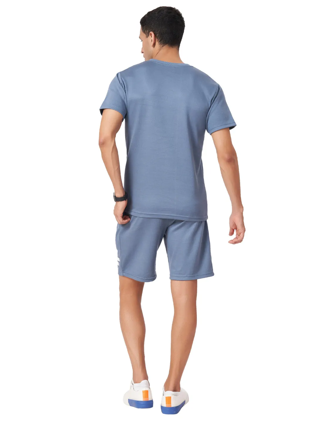 Steel Blue T-shirt And Shorts Co-Ord Set