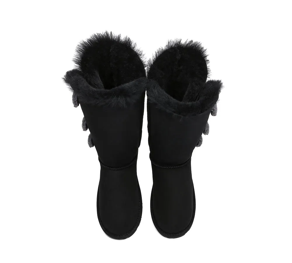 Tall Triple Button Sheepskin Boots Aspen