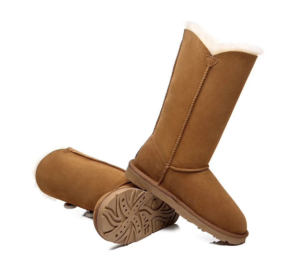 Tall Triple Button Sheepskin Boots Aspen