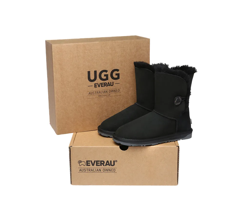 UGG Boots Double Faced Sheepskin Wool Short Button Boots