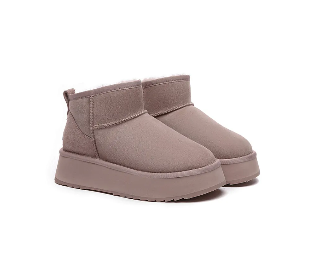 UGG Boots Sheepskin Wool Ankle Ultra Mini Platform Ankle Boots