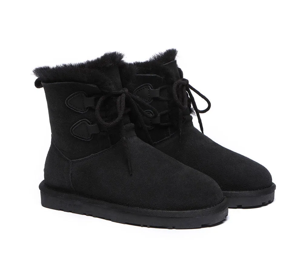 UGG Boots Women Double Faced Sheepskin Wool Lace-Up Short Boots Stark